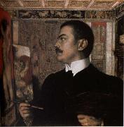 Franz von Stuck Self-Portrait at the Easel oil painting reproduction